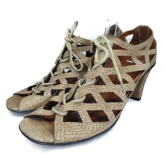 Gentle Souls Okey Dokey Brown Leather Gladiator Heels Sandals Women's Size 8 - Picture 1 of 16